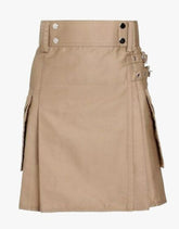 BEIGE WOMEN'S UTILITY KILT - Scottish Kilt Jacket™ USA-UK